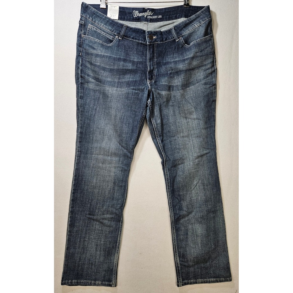 Wrangler Dark Wash Straight Leg Denim Blue Jeans 5-Pkt Women's 22Wx32, NWT